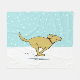 Happy Snow Dog Wintervakantie Schattigee Cartoon C Fleece Deken