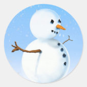 Happy Snow Man Ronde Sticker (Voorkant)