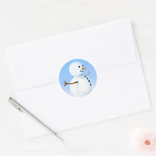 Happy Snow Man Ronde Sticker (Envelop)