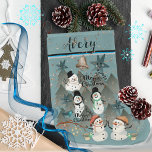 Happy Snow Mannen Grote Kerstsok<br><div class="desc">Op zoek naar een leuke kerstkous om boven je open haard te hangen die zou opvallen? Neem een kijkje op onze blauwgroen blauwe kerstkous met vrolijke sneeuwpoppen die een kerstfeest hebben. Het zal geweldig zijn voor een meisje of een jongen. Het is aanpasbaar, verander gewoon de naam. Het heeft een...</div>