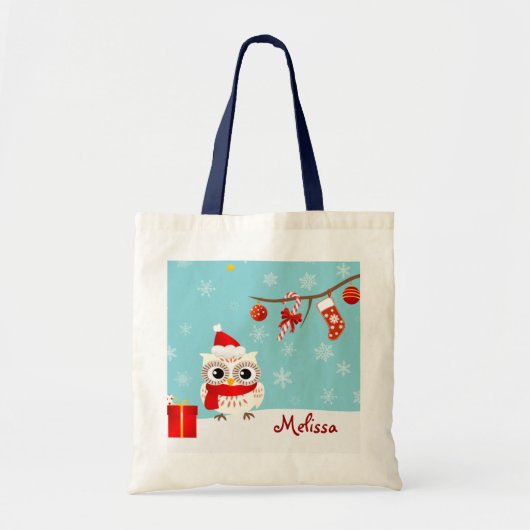 Happy Snow Owl kerstCanvas tas (Voorkant)