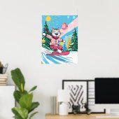 Happy Snowboarding Cat Poster (Thuiskantoor)