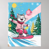 Happy Snowboarding Cat Poster (Voorkant)