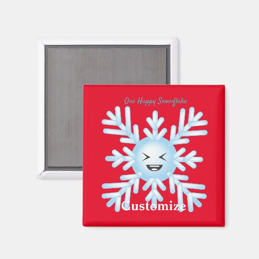 Happy Snowflake Emoticon Thunder_Cove Magneet (Voorkant / Achterkant)