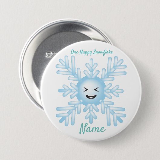 Happy Snowflake Emoticon Thunder_Cove Ronde Button 7,6 Cm (Voorkant /achterkant)
