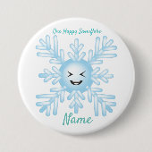 Happy Snowflake Emoticon Thunder_Cove Ronde Button 7,6 Cm (Voorkant)