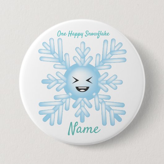 Happy Snowflake Emoticon Thunder_Cove Ronde Button 7,6 Cm (Voorkant)