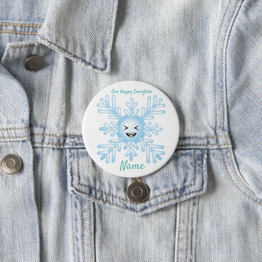 Happy Snowflake Emoticon Thunder_Cove Ronde Button 7,6 Cm (In situ)