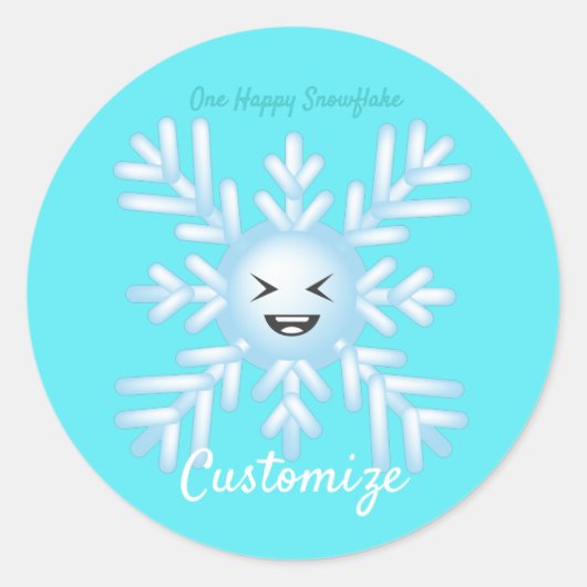 Happy Snowflake Emoticon Thunder_Cove Ronde Sticker (Voorkant)