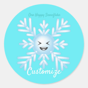 Happy Snowflake Emoticon Thunder_Cove  Ronde Sticker