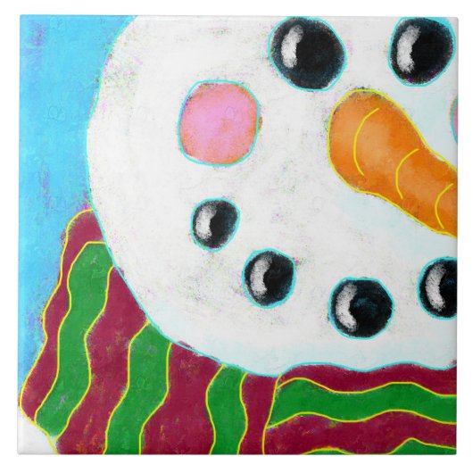 Happy Snowman Abstracte Kunst Keramische Tegel Tegeltje (Voorkant)