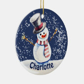 Happy Snowman Art Keramisch Ornament (Rechts)