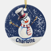 Happy Snowman Art Keramisch Ornament (Voorkant)