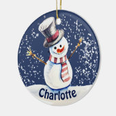 Happy Snowman Art Keramisch Ornament (Links)