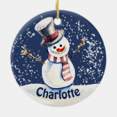 Happy Snowman Art Keramisch Ornament (Achterkant)