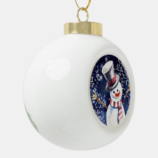 Happy Snowman Art Keramische Bal Ornament (Links)