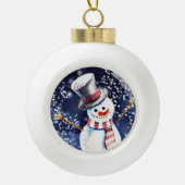 Happy Snowman Art Keramische Bal Ornament (Voorkant)