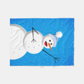 Happy Snowman Blue Kerstmis Fleece Deken (Voorkant (Horizontaal))