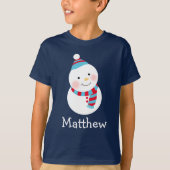 Happy Snowman Blue Specialized Boys Name T-shirt (Voorkant)