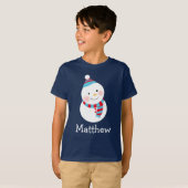 Happy Snowman Blue Specialized Boys Name T-shirt (Voorkant volledig)