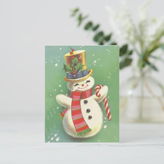 Happy Snowman Briefkaart (Staand voorkant)