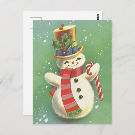 Happy Snowman Briefkaart (Voorkant / Achterkant)