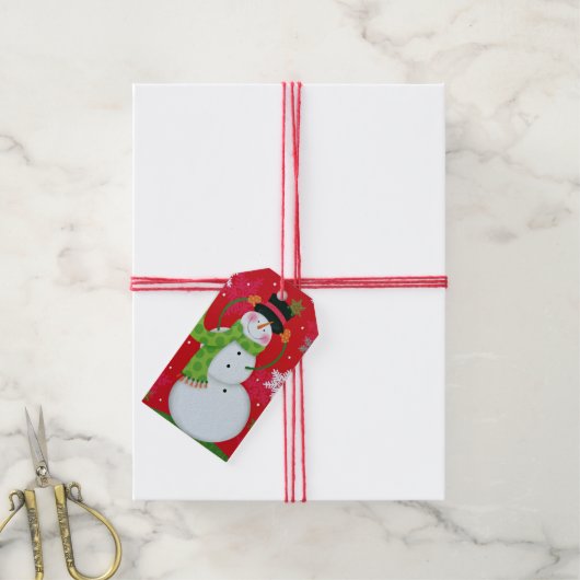 Happy Snowman Cadeaulabel (Met Touw)