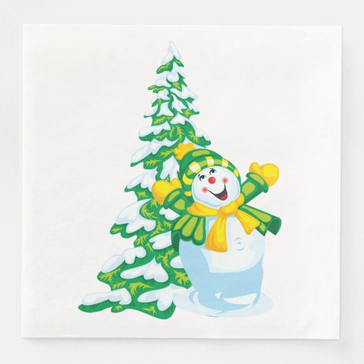 Happy Snowman Cartoon Servet (Voorkant)