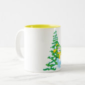 Happy Snowman Cartoon Tweekleurige Koffiemok (Voorkant links)