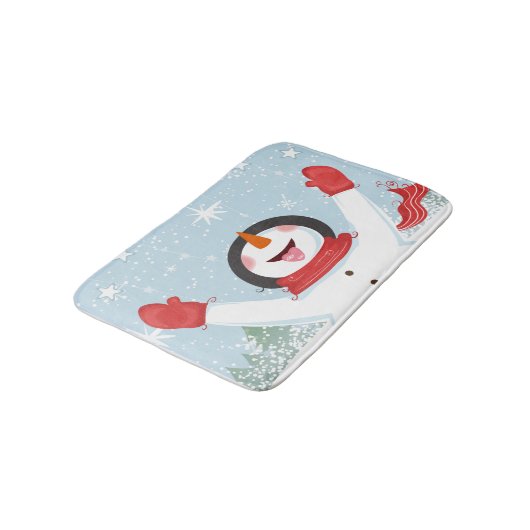 Happy Snowman Chrismas Bathmat Badmat (Gekanteld)
