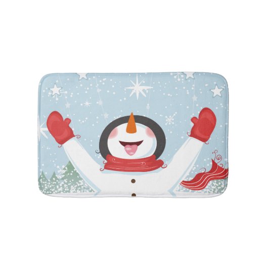 Happy Snowman Chrismas Bathmat Badmat (Voorkant)