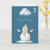 Happy Snowman Christmas Kaart (Gele Bloem)