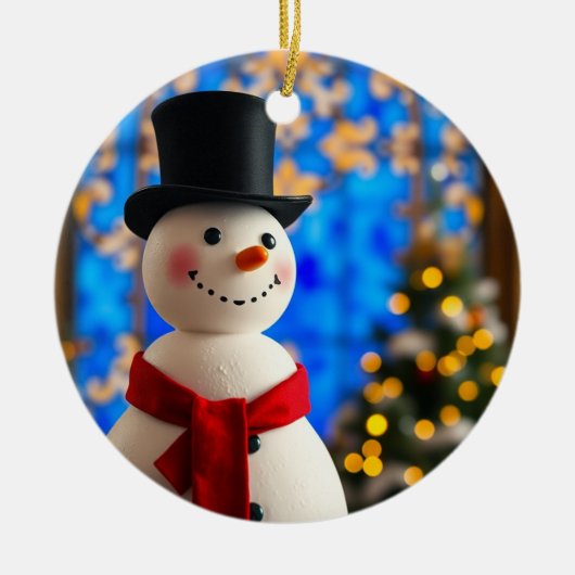 Happy Snowman Christmas Ornament  (Voorkant)