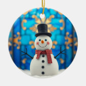 Happy Snowman Christmas Ornament  (Voorkant)