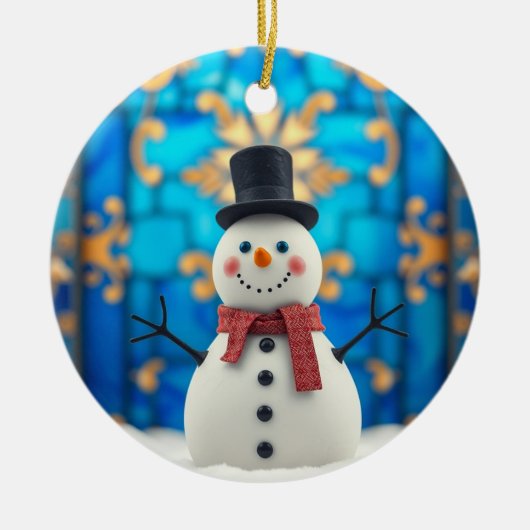 Happy Snowman Christmas Ornament  (Voorkant)