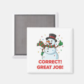 Happy Snowman Correct Great Job Reward Motivation  Magneet (Voorkant / Achterkant)