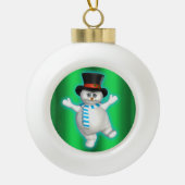 Happy Snowman Dancing Keramische Bal Ornament (Voorkant)