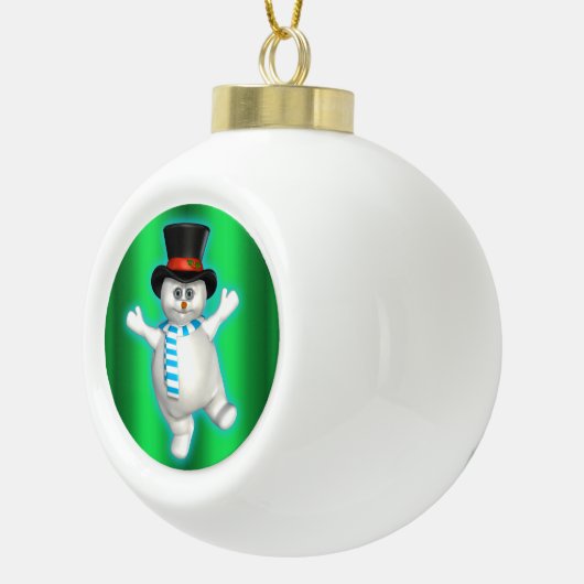 Happy Snowman Dancing Keramische Bal Ornament (Rechts)