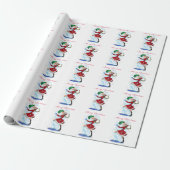 Happy Snowman en Girl Dance Tango Kerstfeest Cadeaupapier (Uitgerold)