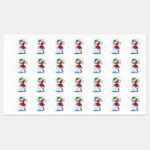 Happy Snowman en Girl Dance Tango Kerstfeest Labels (Vel)