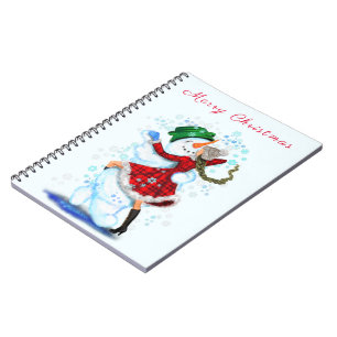 Happy Snowman en Girl Dance Tango Kerstfeest Notitieboek