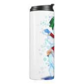 Happy Snowman en Girl Dance Tango Kerstfeest Thermosbeker (Gedraaid links)