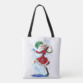 Happy Snowman en Girl Dance Tango Kerstfeest Tote Bag (Achterkant)