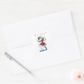 Happy Snowman en Girl Dance Tango Kerstfeest Vierkante Sticker (Envelop)