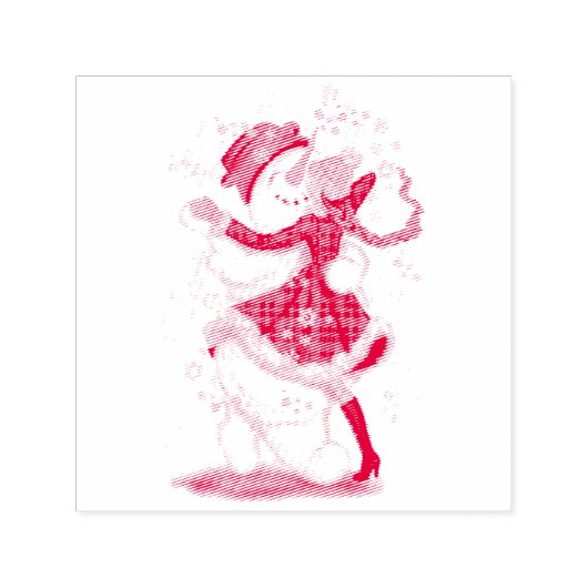 Happy Snowman en Girl Dance Tango Kerstfeest Zelfinktende Stempel (Design)