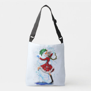 Happy Snowman en Girl Dance Tango Kerstmis Crossbody Tas