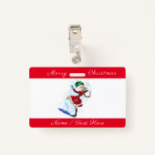 Happy Snowman en Girl Dance Tango Merry Kerstmis Badge (Achterkant met clip)
