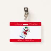 Happy Snowman en Girl Dance Tango Merry Kerstmis Badge (Voorkant met clip)