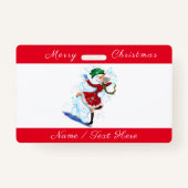 Happy Snowman en Girl Dance Tango Merry Kerstmis Badge (Achterkant)