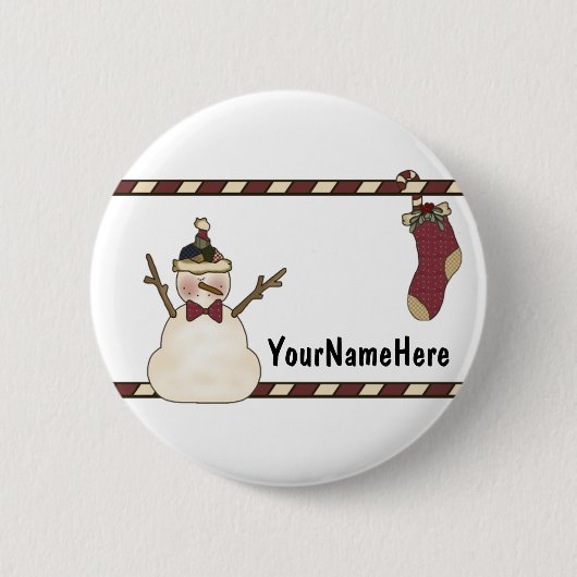 Happy Snowman en Kerstmis stoppen Ronde Button 5,7 Cm (Voorkant)